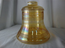 Load image into Gallery viewer, Vintage Marigold Carnival Glass Liberty Bell Bicentennial Cookie Canister Jar with Lid