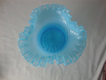 Load image into Gallery viewer, Vintage Fenton Aqua Blue Opal Spiral Optic Glass Crimped Top Hat