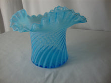 Load image into Gallery viewer, Vintage Fenton Aqua Blue Opal Spiral Optic Glass Crimped Top Hat