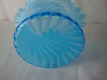 Load image into Gallery viewer, Vintage Fenton Aqua Blue Opal Spiral Optic Glass Crimped Top Hat