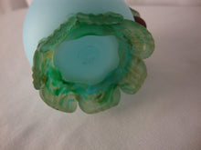Load image into Gallery viewer, Stevens & Williams Blue Satin Glass with Applied Red Cherry with Green Leaves Small Vase