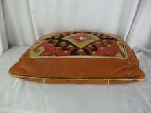 Load image into Gallery viewer, Anatolian Kilim Black/Red/Yellow Hide Decor Pillow Button Back