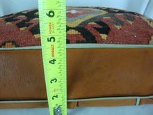 Load image into Gallery viewer, Anatolian Kilim Black/Red/Yellow Hide Decor Pillow Button Back