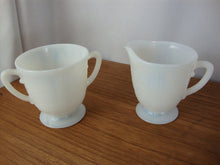 Load image into Gallery viewer, Vintage Macbeth Evans Monax Opalescent Pressed Glass Sugar and Creamer Set