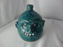 Load image into Gallery viewer, Marvin Bailey SC Folk Art Potter Aqua Blue Speckled Four Tooth Small Ugly Face Jug