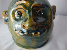 Load image into Gallery viewer, Marvin Bailey SC Folk Art Potter Green/Blue/Tan Streaky Five Tooth Small Ugly Face Jug