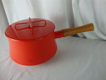 Load image into Gallery viewer, MCM Dansk Kobenstyle Red Enamel Steel Saucepan with Lid and Wood Handle