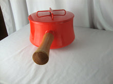 Load image into Gallery viewer, MCM Dansk Kobenstyle Red Enamel Steel Saucepan with Lid and Wood Handle