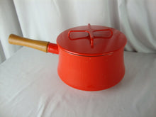 Load image into Gallery viewer, MCM Dansk Kobenstyle Red Enamel Steel Saucepan with Lid and Wood Handle