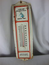 Load image into Gallery viewer, March 1987 Beattie Plant Woodside Mills 2 Million Safe Work Hours Metal Wall Thermometer
