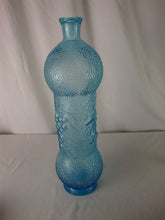 Load image into Gallery viewer, Vintage Empoli Aqua Textured Grape Cherry Italian Glass Bottle Decanter