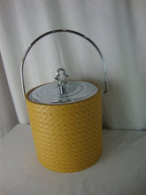 Load image into Gallery viewer, MCM Irvinware Gold Rattan Vinyl Ice Bucket with Swing Handle and Lid