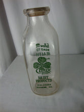 Load image into Gallery viewer, Vintage Clover Brand Dairy Roanoke VA Clear Glass Quart Milk Bottle