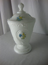 Load image into Gallery viewer, Vintage Fenton Milk Glass Handpainted Candy Jar with Dome Lid
