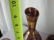 Load image into Gallery viewer, Vintage Amethyst with Gold Trim Purple Decanter and Five Tumbler Glasses