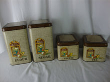Load image into Gallery viewer, Vintage Cheino Metal Woven Look 4 Piece Kitchen Canister Set with Lids