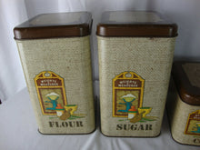 Load image into Gallery viewer, Vintage Cheino Metal Woven Look 4 Piece Kitchen Canister Set with Lids