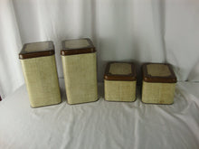 Load image into Gallery viewer, Vintage Cheino Metal Woven Look 4 Piece Kitchen Canister Set with Lids