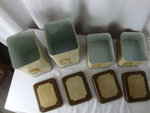 Load image into Gallery viewer, Vintage Cheino Metal Woven Look 4 Piece Kitchen Canister Set with Lids