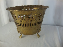 Load image into Gallery viewer, Vintage India Brass Pierced Cutout Four Footed Planter Pot