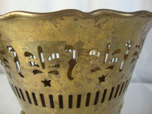 Load image into Gallery viewer, Vintage India Brass Pierced Cutout Four Footed Planter Pot