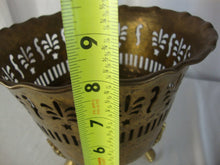 Load image into Gallery viewer, Vintage India Brass Pierced Cutout Four Footed Planter Pot