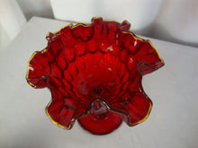 Load image into Gallery viewer, Vintage Fenton Amberina Ruffled Thumbprint Pedestal Compote Bowl