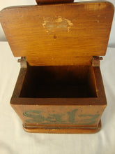 Load image into Gallery viewer, Vintage Rustic Wood Flip Lid Salt Salz Box Cellar Wall Mount