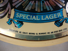 Load image into Gallery viewer, 1976 Schlitz Light Beer Special Lager Round Plastic Bar Beer Wall Mount Sign