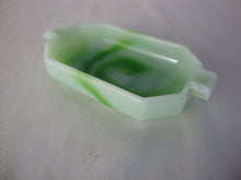 Load image into Gallery viewer, Vintage Akro Agate Green White 2 Slot Tab Handle Small Ashtray