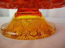 Load image into Gallery viewer, Vintage Fenton Amberina Glass Cut & Block Pedestal Dessert Plate