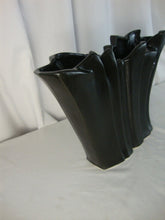 Load image into Gallery viewer, Vintage McCoy Black Ceramic Ribbon Flared Large Vase
