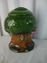 Load image into Gallery viewer, 1970's Keebler Ernie Elf Ceramic Tree Cookie Jar with Lid