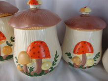 Load image into Gallery viewer, Vintage Arnels Mushroom 5 Piece Kitchen Canister Set with Lids