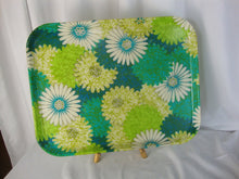 Load image into Gallery viewer, MCM Retro Fiberglass Blue Green Blooming Daisies Serving Decor Tray