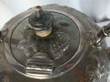Load image into Gallery viewer, Antique JE Caldwell Silverplate Grape Motif Teapot with Warmer Stand