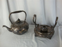 Load image into Gallery viewer, Antique JE Caldwell Silverplate Grape Motif Teapot with Warmer Stand