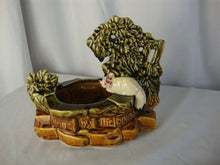 Load image into Gallery viewer, Vintage Mccoy Cat at Well Ceramic Planter Stung by the Splendor of a Sudden Thought
