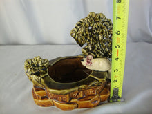Load image into Gallery viewer, Vintage Mccoy Cat at Well Ceramic Planter Stung by the Splendor of a Sudden Thought
