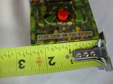 Load image into Gallery viewer, 1950s Japan Wind Up Metal Mystery Bank Frankenstein Scary Hand Coin Bank