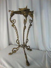 Load image into Gallery viewer, Antique French? Ornate Solid Brass Three Legged Plant Display Stand