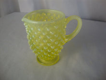 Load image into Gallery viewer, Vintage Fenton Topaz Uranium Opal Hobnail Footed Creamer Pitcher