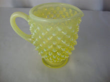 Load image into Gallery viewer, Vintage Fenton Topaz Uranium Opal Hobnail Footed Creamer Pitcher