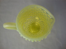 Load image into Gallery viewer, Vintage Fenton Topaz Uranium Opal Hobnail Footed Creamer Pitcher