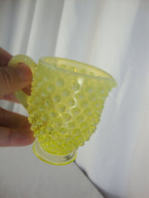 Load image into Gallery viewer, Vintage Fenton Topaz Uranium Opal Hobnail Footed Creamer Pitcher