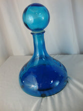 Load image into Gallery viewer, Vintage Colonial Blue Glass Freedom For Our Ship Eagle Motif Decanter with Ball Stopper