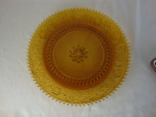 Load image into Gallery viewer, Vintage Indiana GLass Tiara Amber Sandwich Glass Round Serving Platter Sawtooth Edge