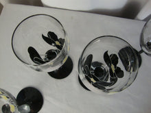 Load image into Gallery viewer, Vintage Luminarc Anais Floral Black Oriental Wine Glasses Set of 4