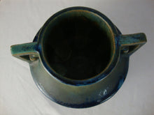 Load image into Gallery viewer, Antique Fulper Pottery Shape 452 Blue Green Flambe Drip Glaze Double Handle Jug Vase