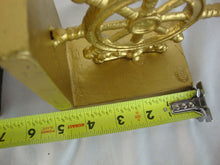 Load image into Gallery viewer, Vintage Brass Metal Ship Wheel and Anchor with Rope Bookend Pair
